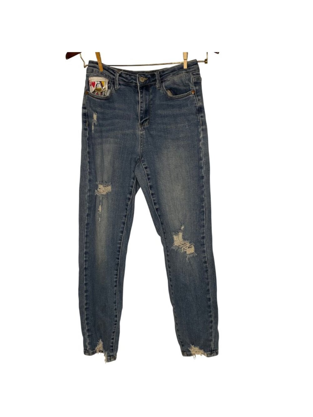Judy Blue Queen of Hearts Distressed High Rise Boyfriend Jeans Sz 5/27
